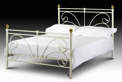 Cadiz Ivory and Gold Metal Bed