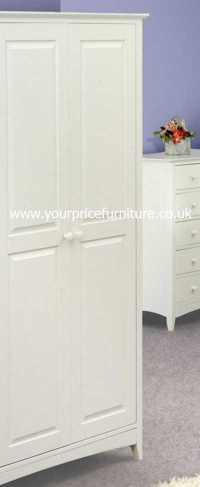 Your Price Furniture.co.uk Cameo White Shaker Style 2 Door Wardrobe