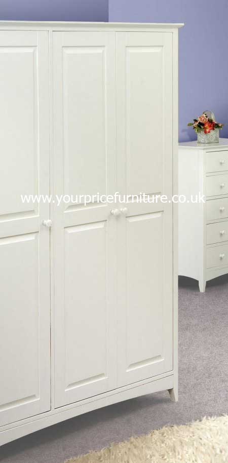 Your Price Furniture.co.uk Cameo White Shaker Style 3 Door Wardrobe