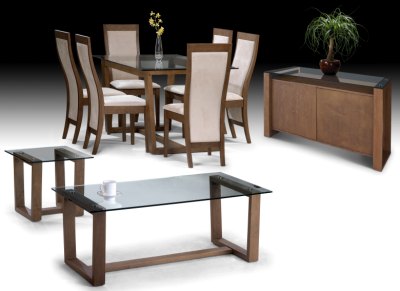 Glass Dining Table  on Furniture Co Uk Henley Walnut And Glass Dining Set By Julian Bowen
