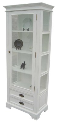 Kristina White Painted 1 Door and 2 Drawer Display Cabinet