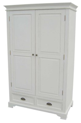 Your Price Furniture.co.uk Kristina White Painted 2 Door and 2 Drawer Wardrobe