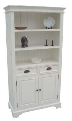 Kristina White Painted 2 Door Bookcase With 2 Drawers