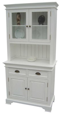 Your Price Furniture.co.uk Kristina White Painted 2 Drawer and 2 Door Glazed Dresser