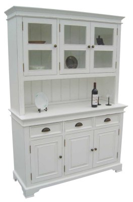 Your Price Furniture.co.uk Kristina White Painted 3 Drawer and 3 Door Glazed Dresser