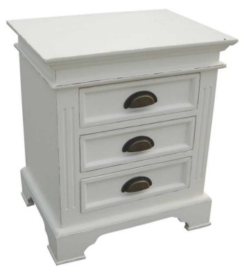 Kristina White Painted 3 Drawer Bedside Chest