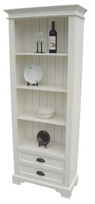 Your Price Furniture.co.uk Kristina White Painted Slim Bookcase With 2 Drawers