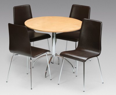 Your Price Furniture.co.uk Mandy - Faux Leather, Maple Veneer and Chrome Dining Set by Julian Bowen