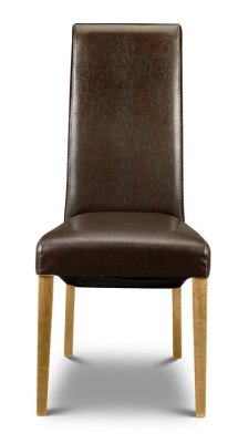 Your Price Furniture.co.uk Pair of Faux Leather Artemis Chairs with Oak Legs By Julian Bowen