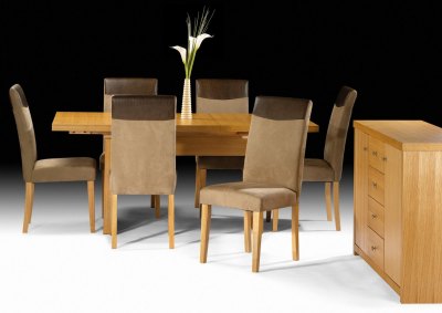 Your Price Furniture.co.uk Vogue Oak, Faux Suede and Faux Leather Dining Set By Julian Bowen