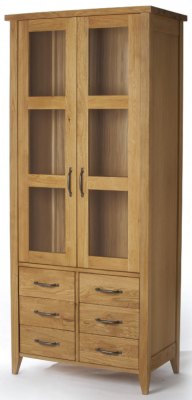 Your Price Furniture.co.uk Wealden Glazed Bookcase and Display Cabinet with 6 Drawers