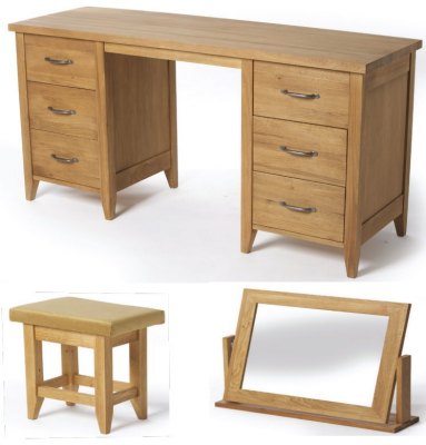 Your Price Furniture.co.uk Wealden Oak Dressing Table, Mirror and Stool