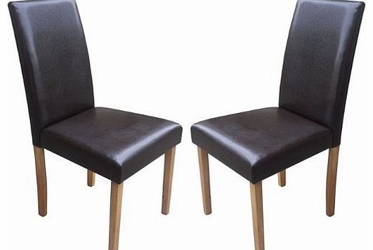 Your Price Furniture Set of 2 Brown Faux Leather Torino Dining Chairs Brown With Padded Seat 