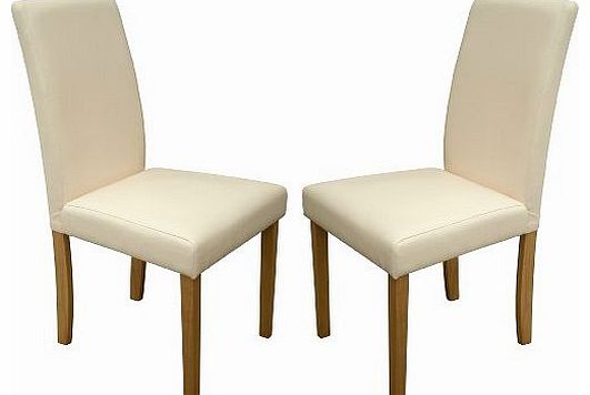 Your Price Furniture Set of 2 Cream Faux Leather Torino Dining Chairs Black With Padded Seat 