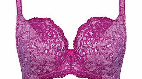 Yoursclothing Plus Size Womens Floral Lace Print Non Padded Underwired Bra Size 44D Purple