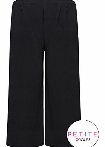Yoursclothing Plus Size Womens Wide Leg Pull On Palazzo Trousers - Petite Size 24 Black