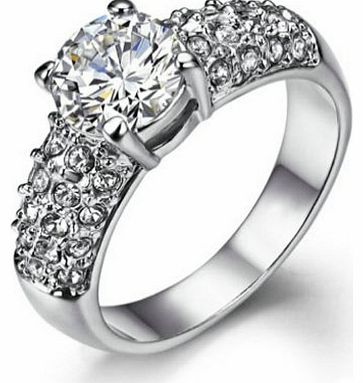 Yoursfs 2CT Simulated Diamond Gemstone Wedding Rings Platinum Plated (L)