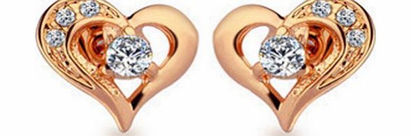 Yoursfs Golden Heart Studs Used Austria Crystal Wedding Earring 18k Gold Plated for Valentines Gift
