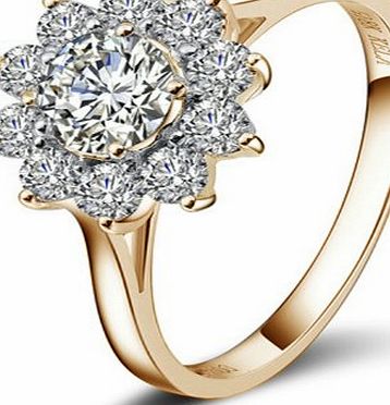 Yoursfs Sunflower Jewelry 18k Rose Gold Plated 1CT Emulational Diamond Women Wedding Rings (N)