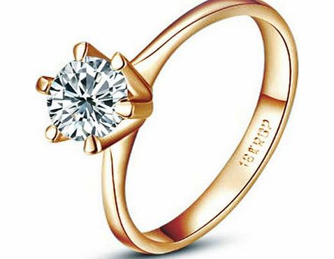 Yoursfs Unique 18k Rose Gold 1CT Simulated Diamond Solitaire Engagement Rings (N)