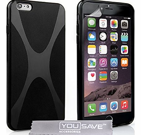 Yousave Accessories iPhone 6 Plus Case Black Silicone X-Line Cover