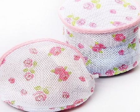 Women Underwear Bra Washing Aid Laundry Saver Lingerie Mesh Wash Basket Bag Triangle Pink