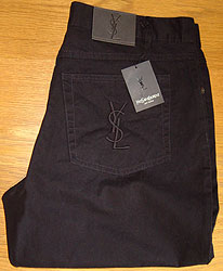YSL Black and#39;Peach-touchand39; Cotton Jeans Leg: 32and39;and39;