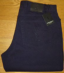 YSL Navy and#39;Peach-touchand39; Cotton Jeans Leg:32and39;and39;