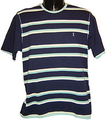 Short-sleeve Stripe Crew-neck T-shirt With Contrast Trim