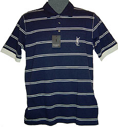 ysl Stripe Polo-shirt With Contrast Detail In The Sleeves