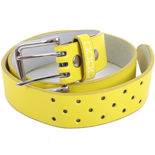 Mens Yuki 7 Leather Belt Yellow