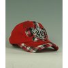 Yukka Plaid Rhinestone Deluxe Trucker Cap (Red)