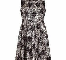 Black floral lace skater dress