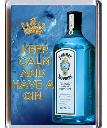 Yummy Grandmummy KEEP CALM and HAVE A GIN Fridge Magnet printed on an image of a bottle of Bombay Sapphire Gin, from our Keep Calm and Carry On series - an original Birthday Gift Idea for less than the cost of a card!