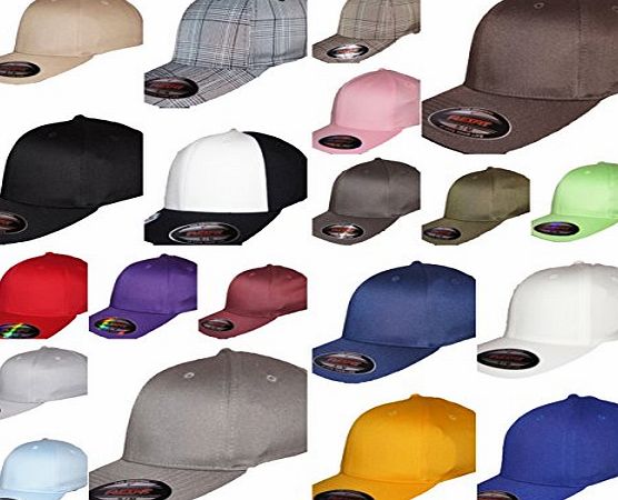 Yupoong flexi fit baseball caps, mens amp; ladies flexfit hats, plain fitted hip hop designer (L/XL (58-60CM), WHITE)