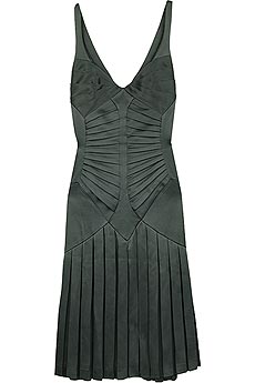 Pleated silk satin dress