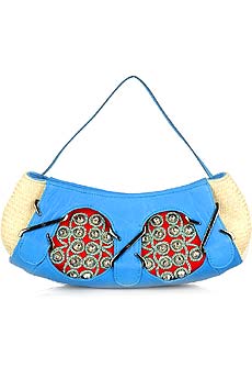 Zac Posen Raffia and leather studded clutch