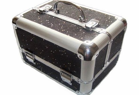 zanex cases Sparkly Black Aluminium Beauty Make up Vanity Case Box Nail hair Box
