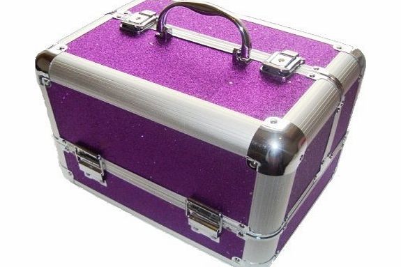 zanex cases Sparkly Purple Aluminium Beauty Make up Vanity Case Box Nail hair Box