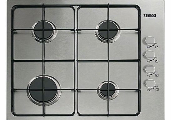 Zanussi ZGG62414SA Built In 60cm Gas Hob in Stainless Steel 4 gas burners