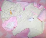 BABY ANNABELL romper suit white/pink bib shirt toy lamb