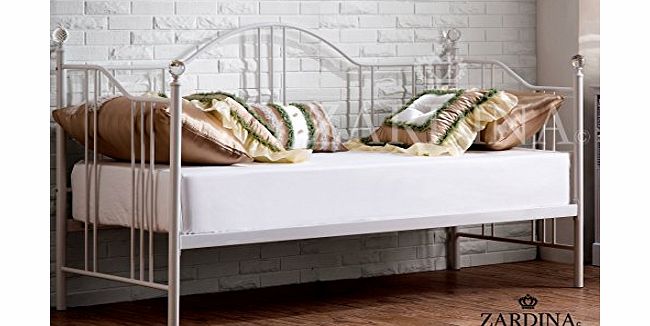 ZARDINA Latina Sapphire Crystal Iron Day Bed - 2ft6 Small Single in (White)