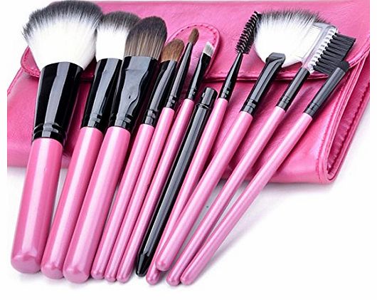 11 Pcs Cosmetic Makeup Brush Set Tools Make-up Make Up With Pink Case