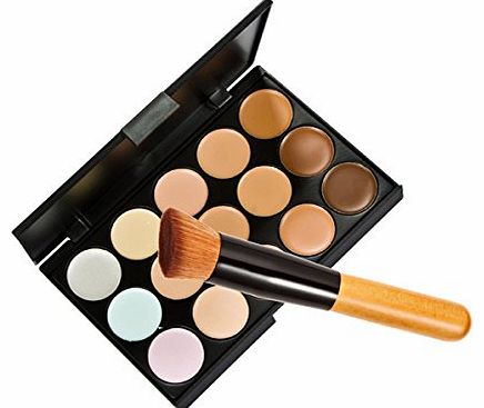 Zeagoo 15 Colors Makeup Concealer Foundation Cream Cosmetic Palette Set Tools With Brush