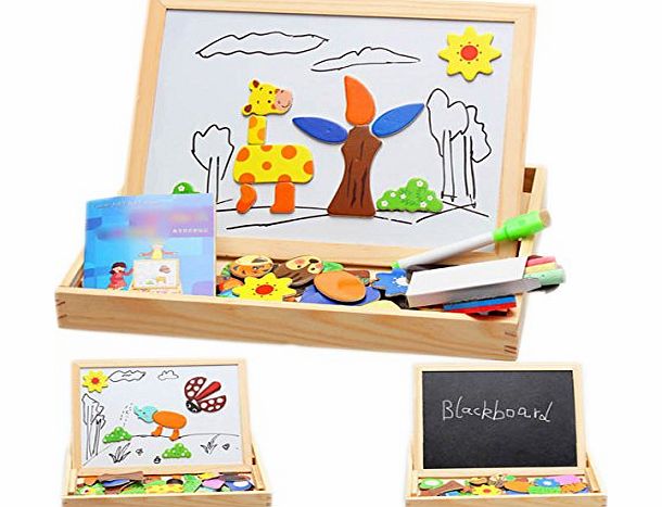 Zeagoo Baby Toys Wood Educational Drawing Board Puzzle Magnetic Jigsaw Board Games