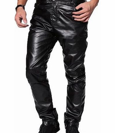 Zeagoo Mens Faux Leather Trousers Pants
