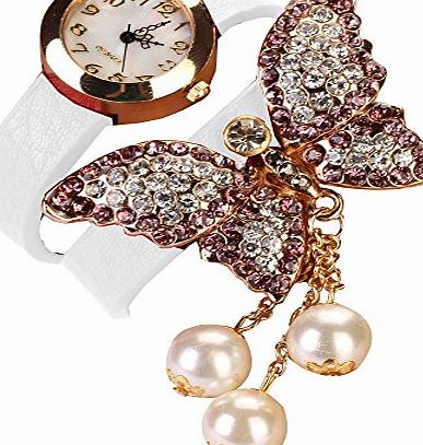 Zeagoo Vintage Weave Wrap Around Charm Bead Leather Bracelet Quartz Wrist Watch