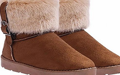 Zeagoo Women Winter Flat Snow Ankle Boots Warm Faux Fur Suede Short Boots 3 Colors