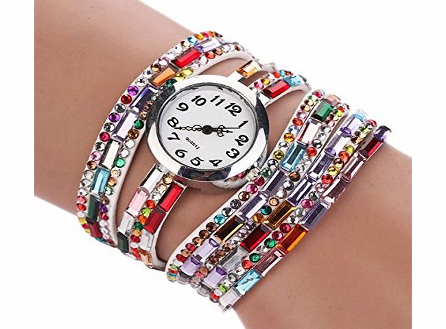 Zeagoo Womens Quartz Wrap Around Leather Bracelet Wrist Watch