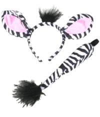 Zebra Set - Headband and Tail
